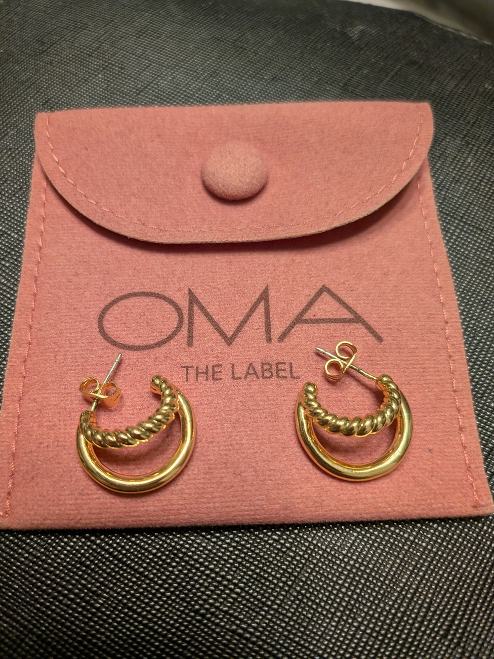 Oma the Label Gold Twisted Double-Crescent Hoop Earrings